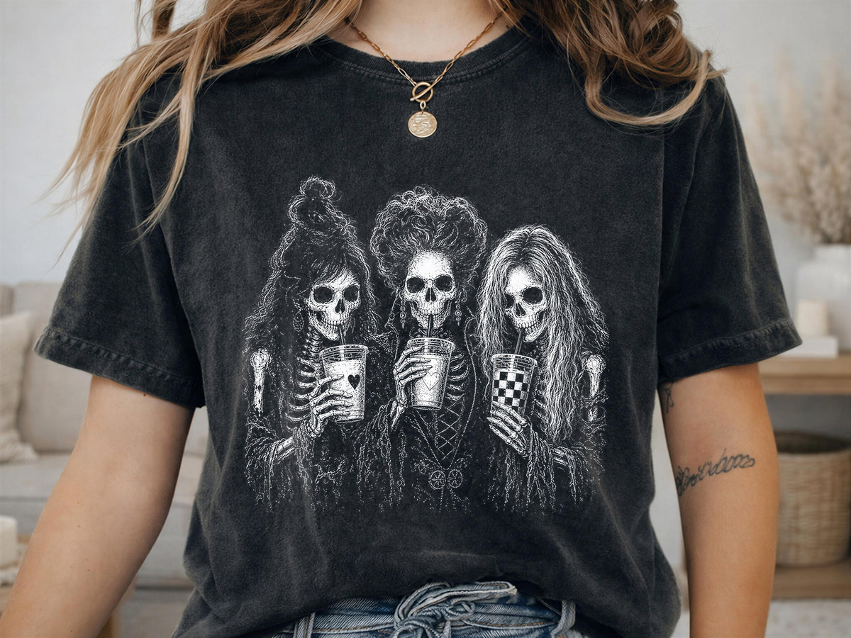 Comfort Colors® Hocus Pocus Halloween Shirt, Skeleton Witch Tee, Spooky Season Horror Gift