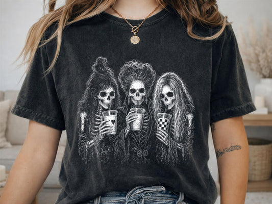 Comfort Colors® Hocus Pocus Halloween Shirt, Skeleton Witch Tee, Spooky Season Horror Gift