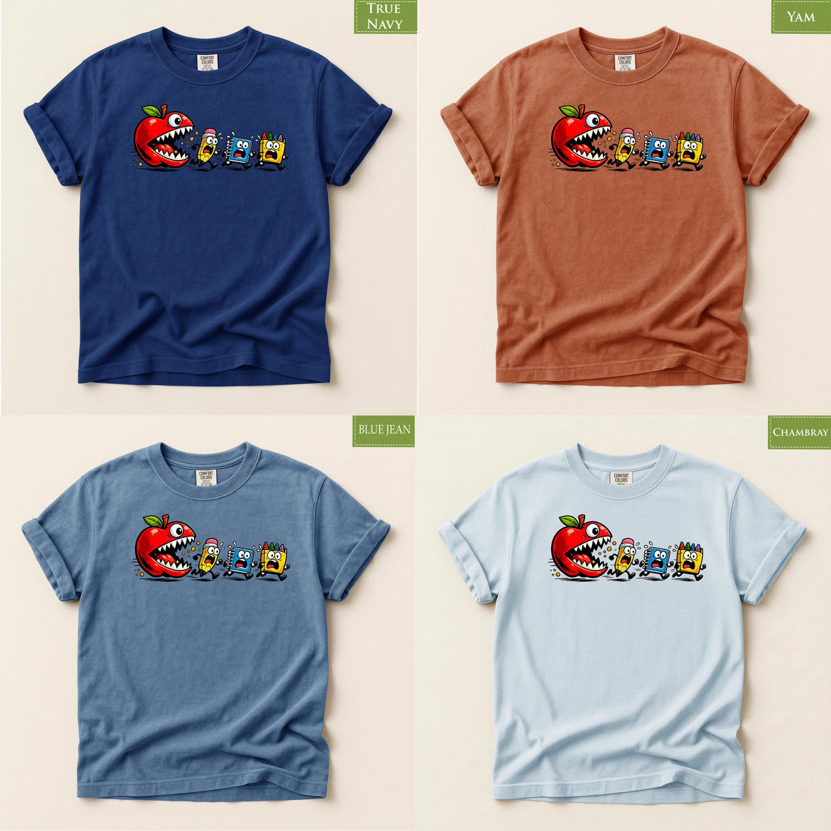 Comfort Colors® Funny Back to School T-shirt, Apple Monster Shirt, Teacher Student Classroom Graphic Tee