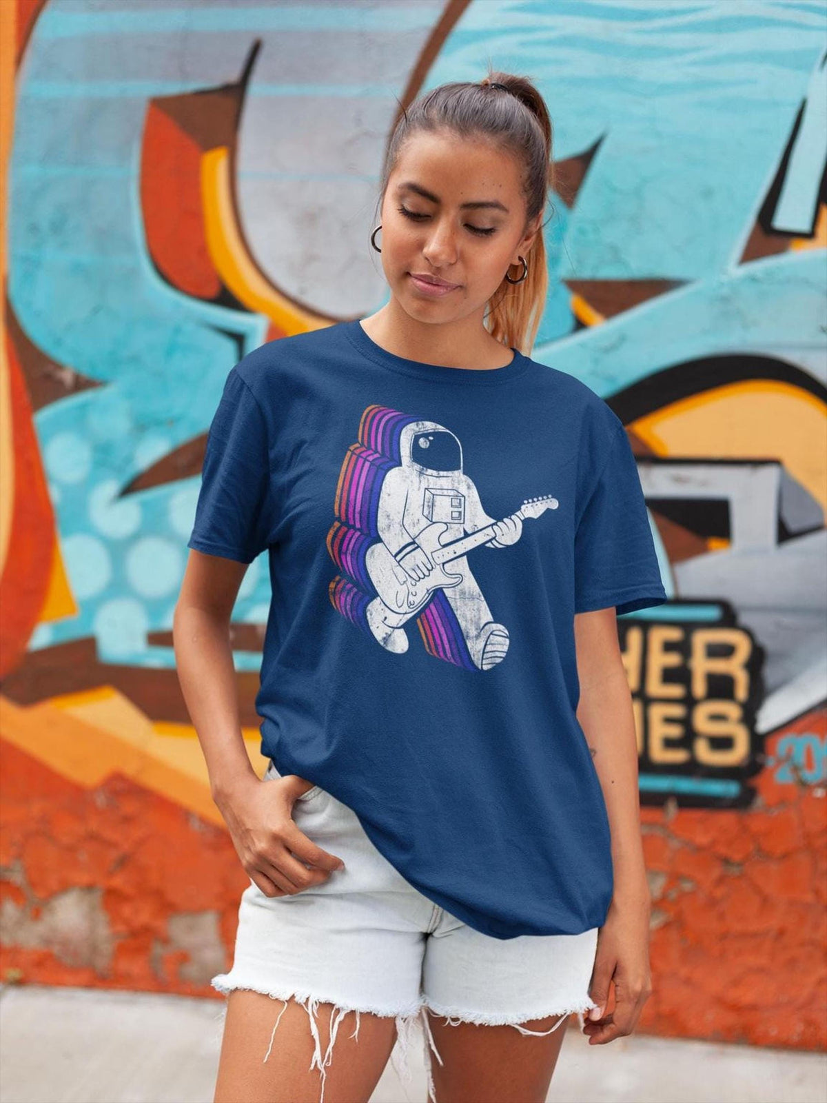 Astronaut Guitar T-Shirt, Electric Guitar Player, Rock Music Gift