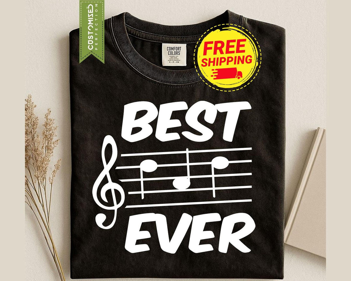 Mens Best Dad Ever Music Shirt, Comfort Colors® Musician Father Gift, Funny Papa Tee