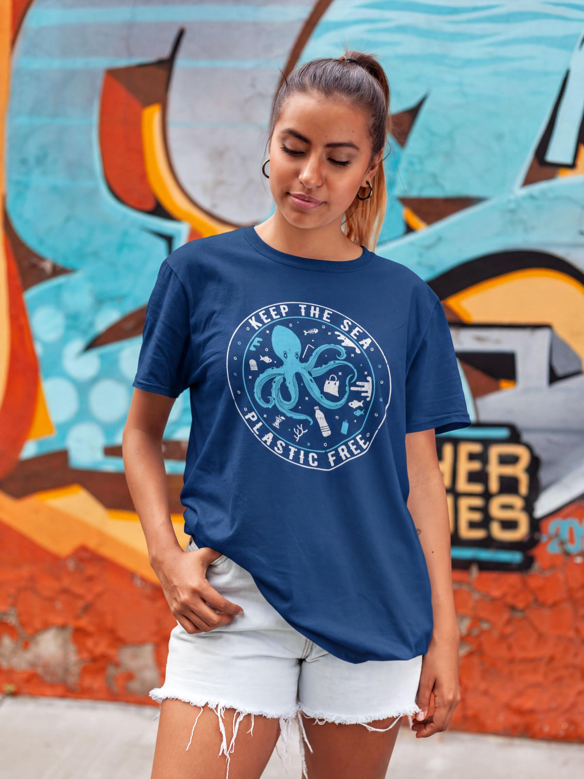 Scuba Diving Eco Marine Life Shirt: Plastic Free Octopus Design (Comfort Colors®) Tee