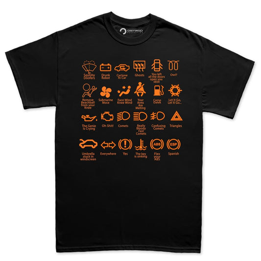Funny Dashboard Warning Lights Shirt | Car Mechanic Humor, Parody Graphic Tee,  Automotive Gift