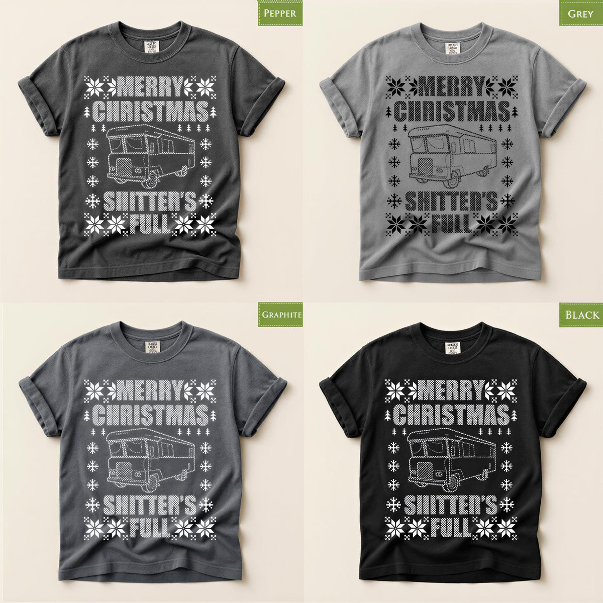 Comfort Colors® Merry Christmas Shirt, Funny Christmas Vacation Tee, Shitters Full RV Shirt, Holiday Road Trip Gift, Festive Winter Tee