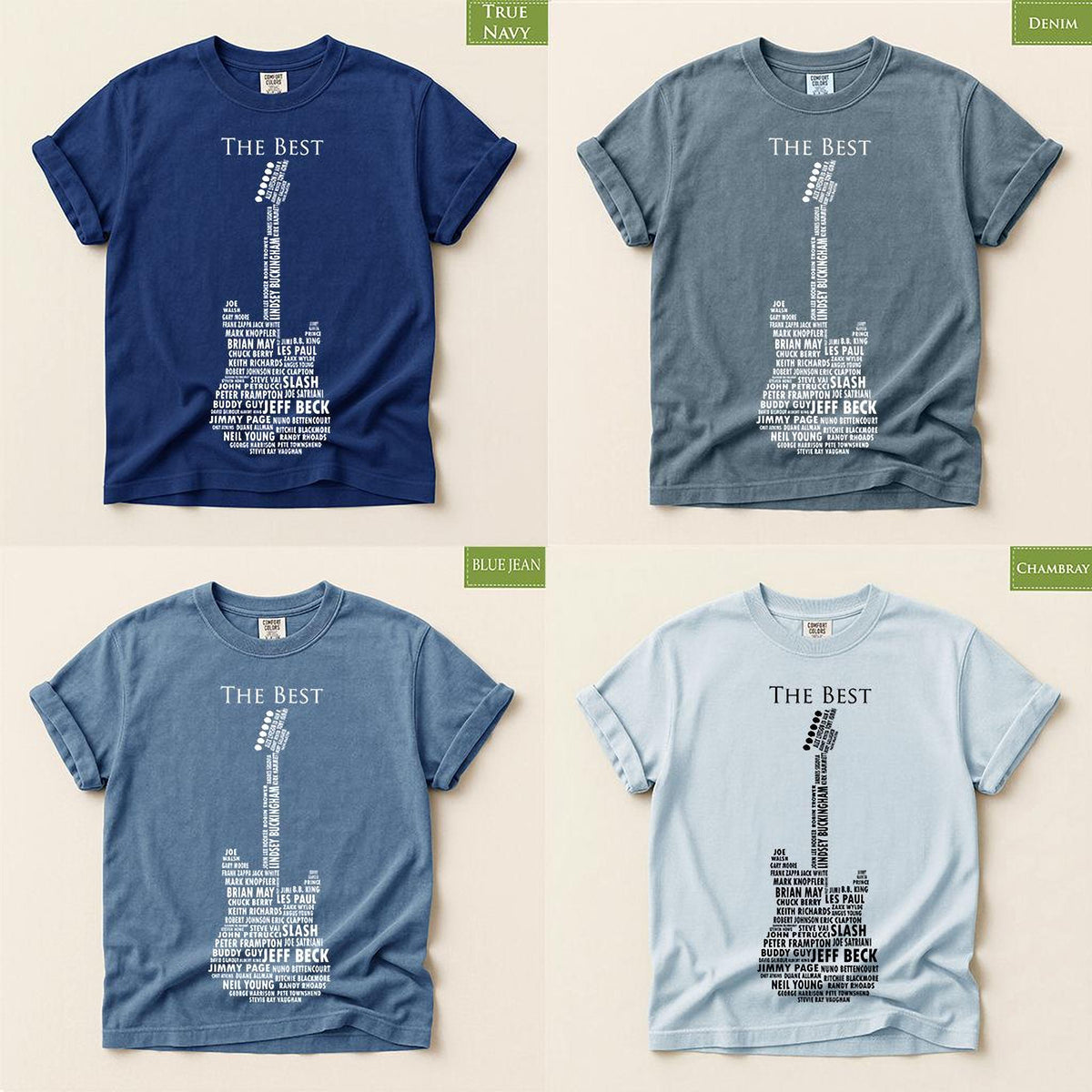 Guitar Player Shirt, Comfort Colors® Rock Legends Graphic Tee, Gift for Guitarist