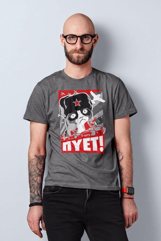 Grumpy Russian Feline Shirt, Funny Meme Cat NIET NOPE Tshirt, Sarcastic Tee Top
