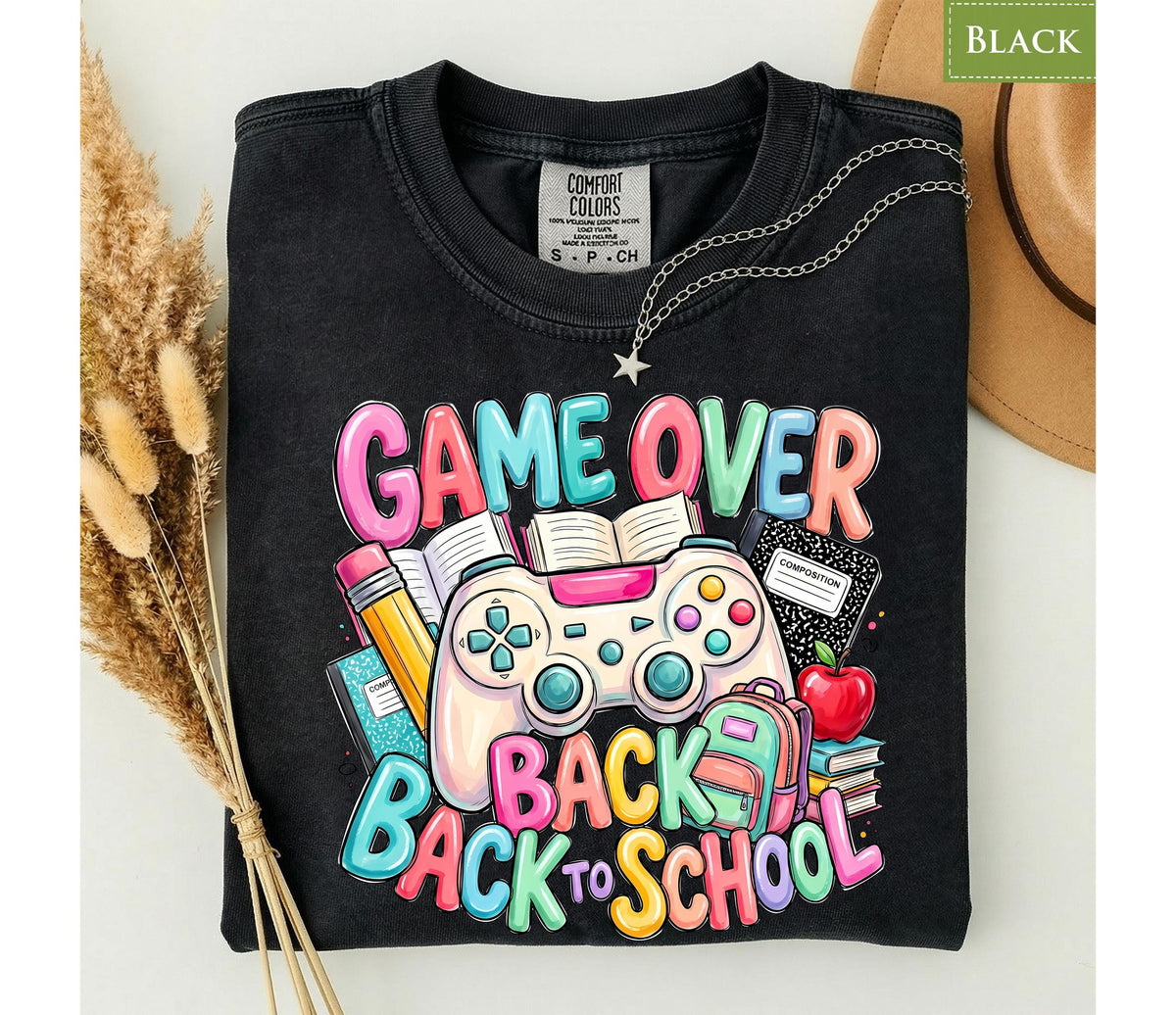 Comfort Colors® Game Over Back to School Gamer Shirt, Student Teacher First Day Graphic Gift