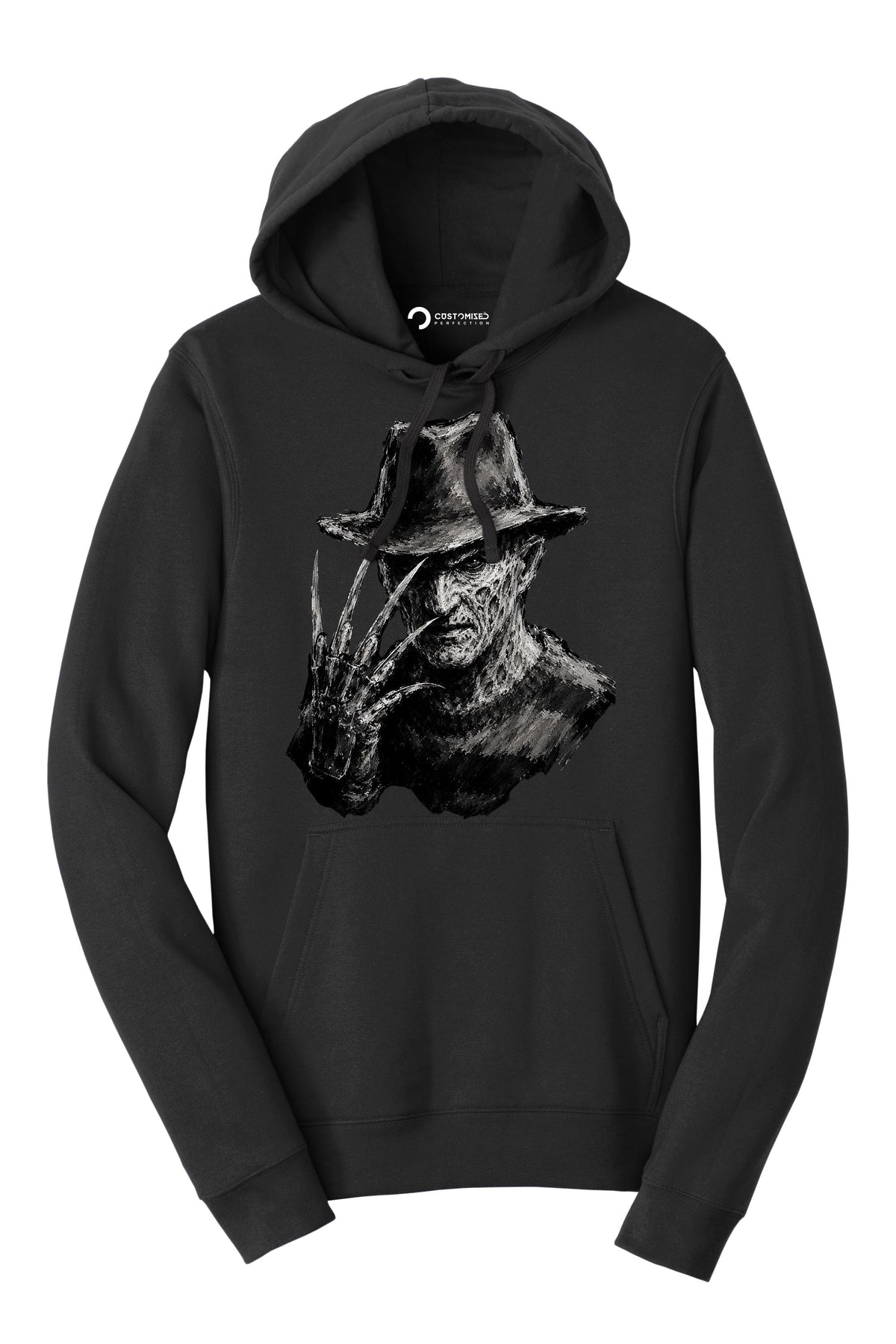 Bladed Glove Villain Shirt, Nightmare Stalker Portrait T-Shirt, Chalk Art Horror Hoodie, Fedora Horror Sweatshirt, Halloween Tee Gift