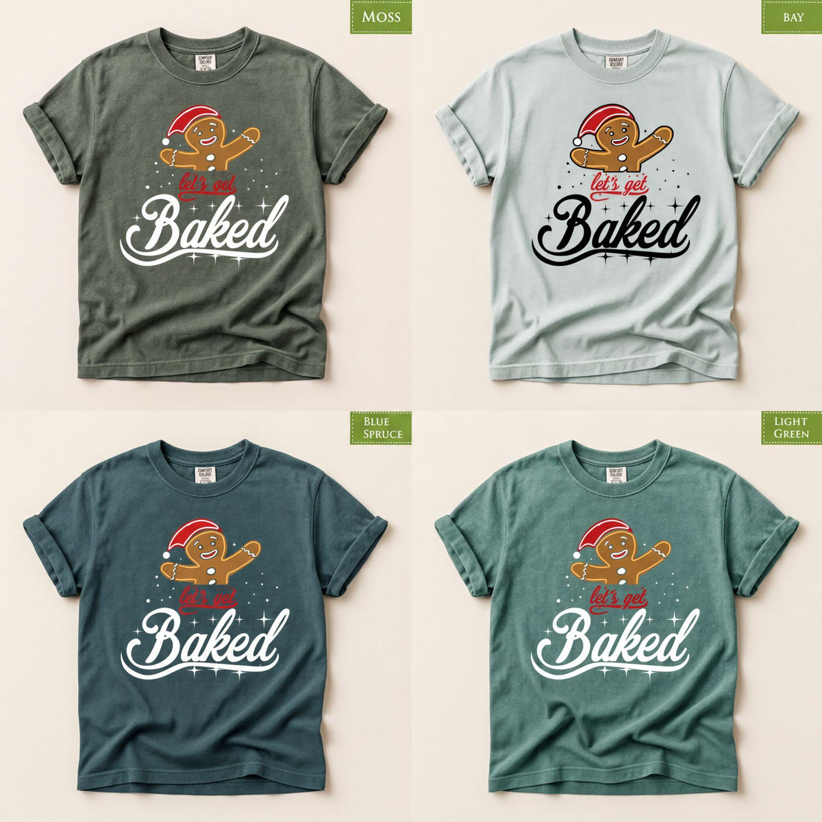 Comfort Colors® Let's Get Baked Christmas Shirt, Funny Gingerbread Tee, Holiday Baking Graphic, Festive Christmas Gift