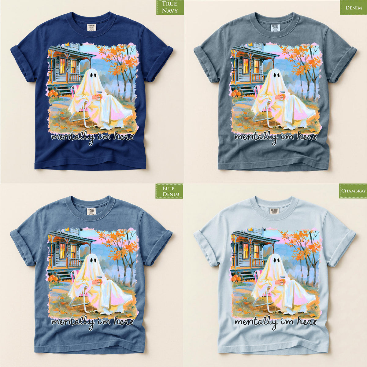 Comfort Colors® Ghost Halloween Graphic Tee, Spooky Pumpkin Shirt, Fall Autumn Apparel Gift