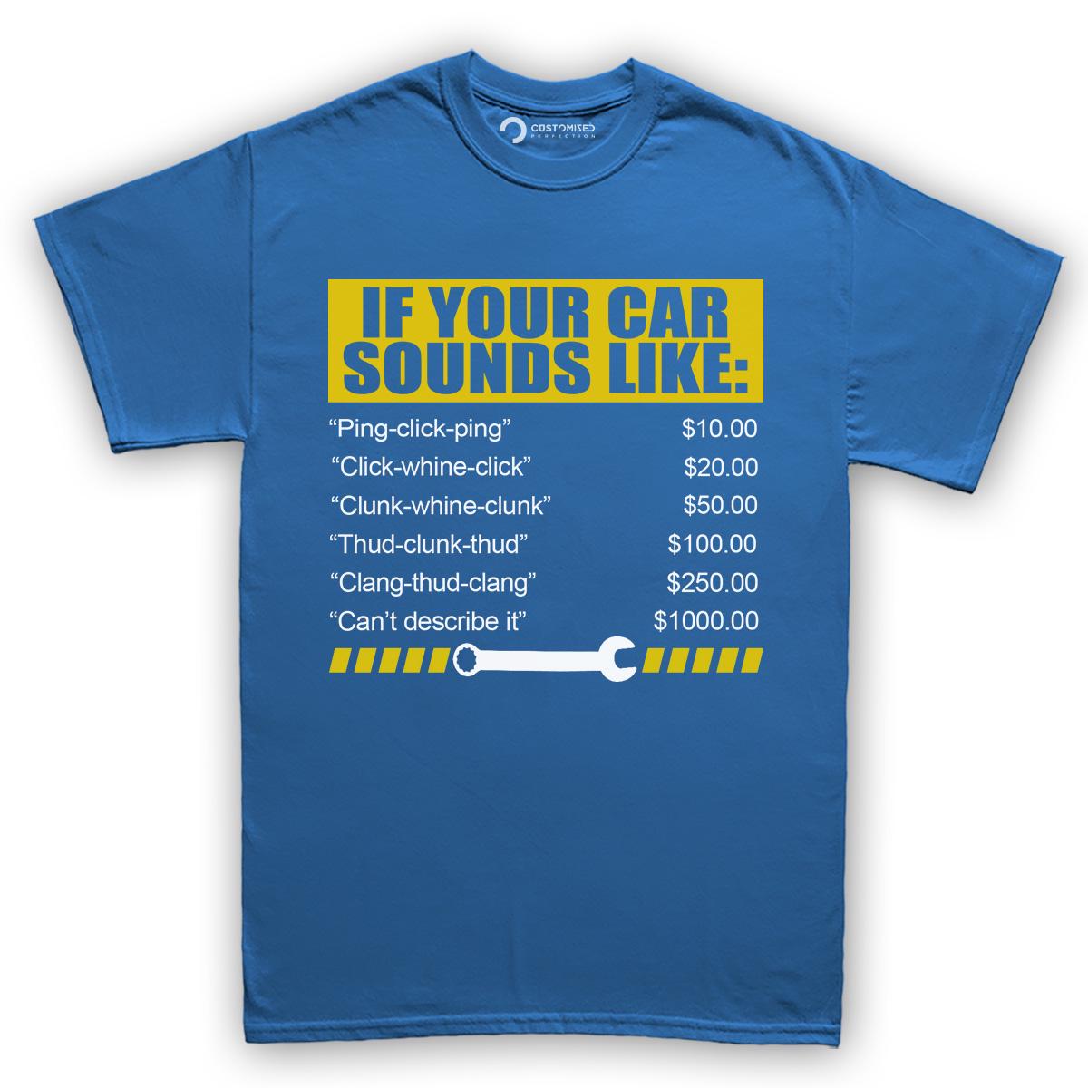 Funny Car Warning Signs Shirt - Graphic Unisex Auto Mechanic Tee