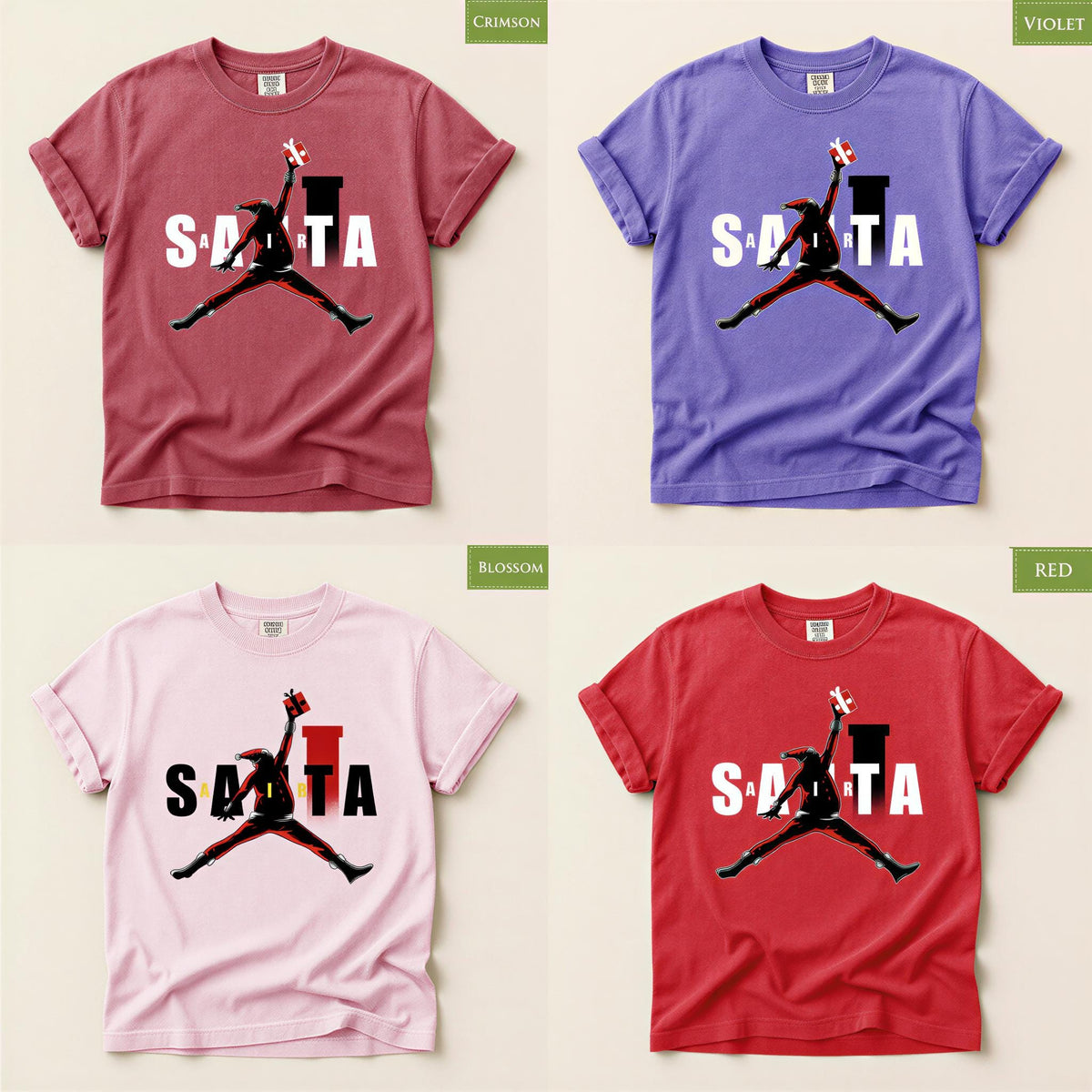 Air Santa Christmas Gift T-shirt, Black Santa, Basketball Christmas Shirt, Black Santa Shirt, Matching Christmas Shirt for Families