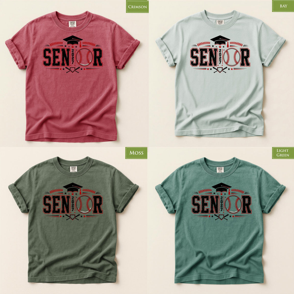 Comfort Colors® Senior 2027 Baseball Shirt, Class of 2027 Graduate Sports Fan Graduation Tee