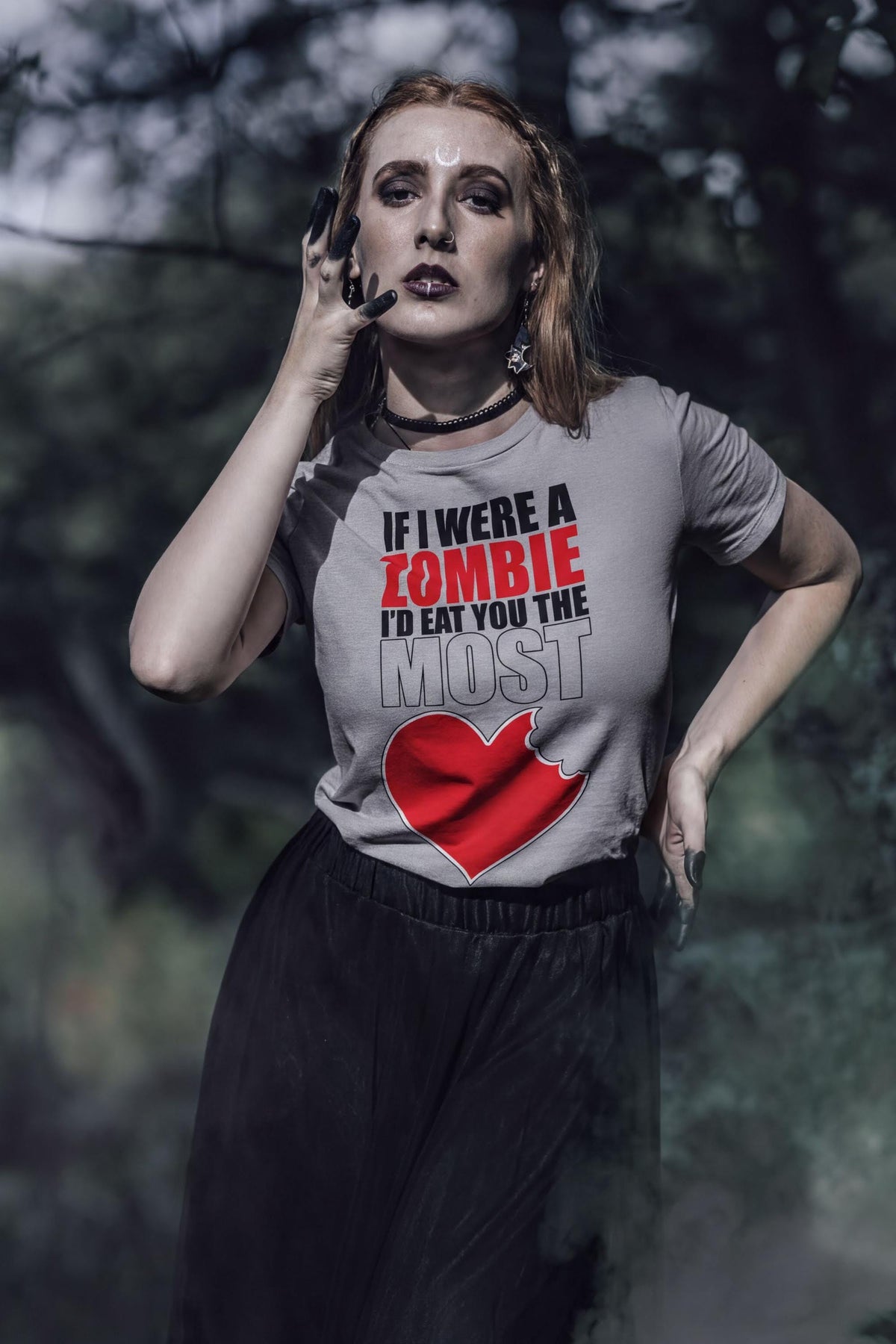 If I Were A Zombie Shirt, Funny Zombie Love T-Shirt, Bitten Heart Halloween Hoodie, Romantic Zombie Sweatshirt