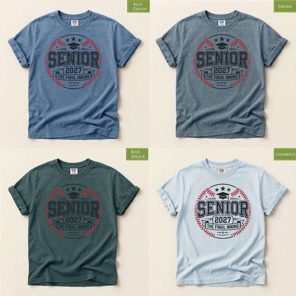 Comfort Colors® Senior 2027 Baseball Shirt, Back To School Top, The Final Inning Tee, Class of 2027 Graduation Gift