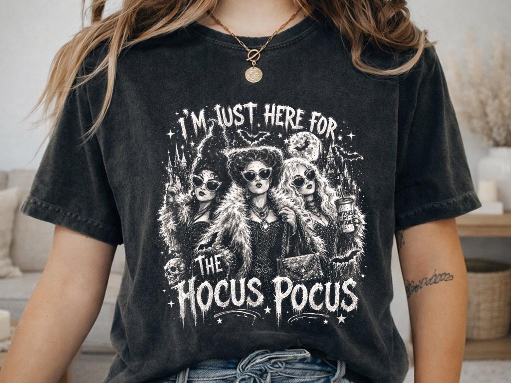 Gothic Glam Witches Shirt, Black White Witch Trio T-Shirt, Sunglasses Witches Hoodie, Spooky Castle Silhouette Sweatshirt