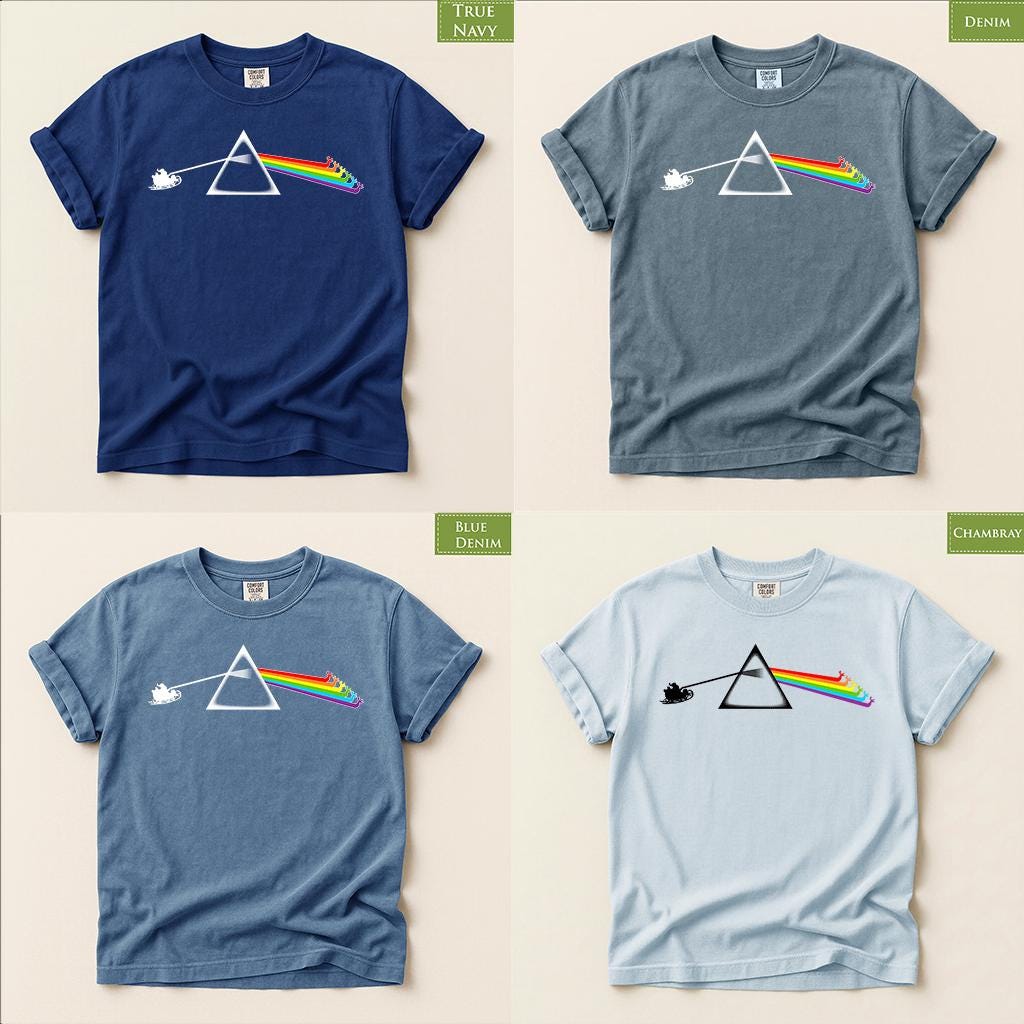 Comfort Colors® Christmas Prism Shirt, Santa Rainbow Holiday Tee, Music Inspired Christmas Gift, Retro Winter Graphic