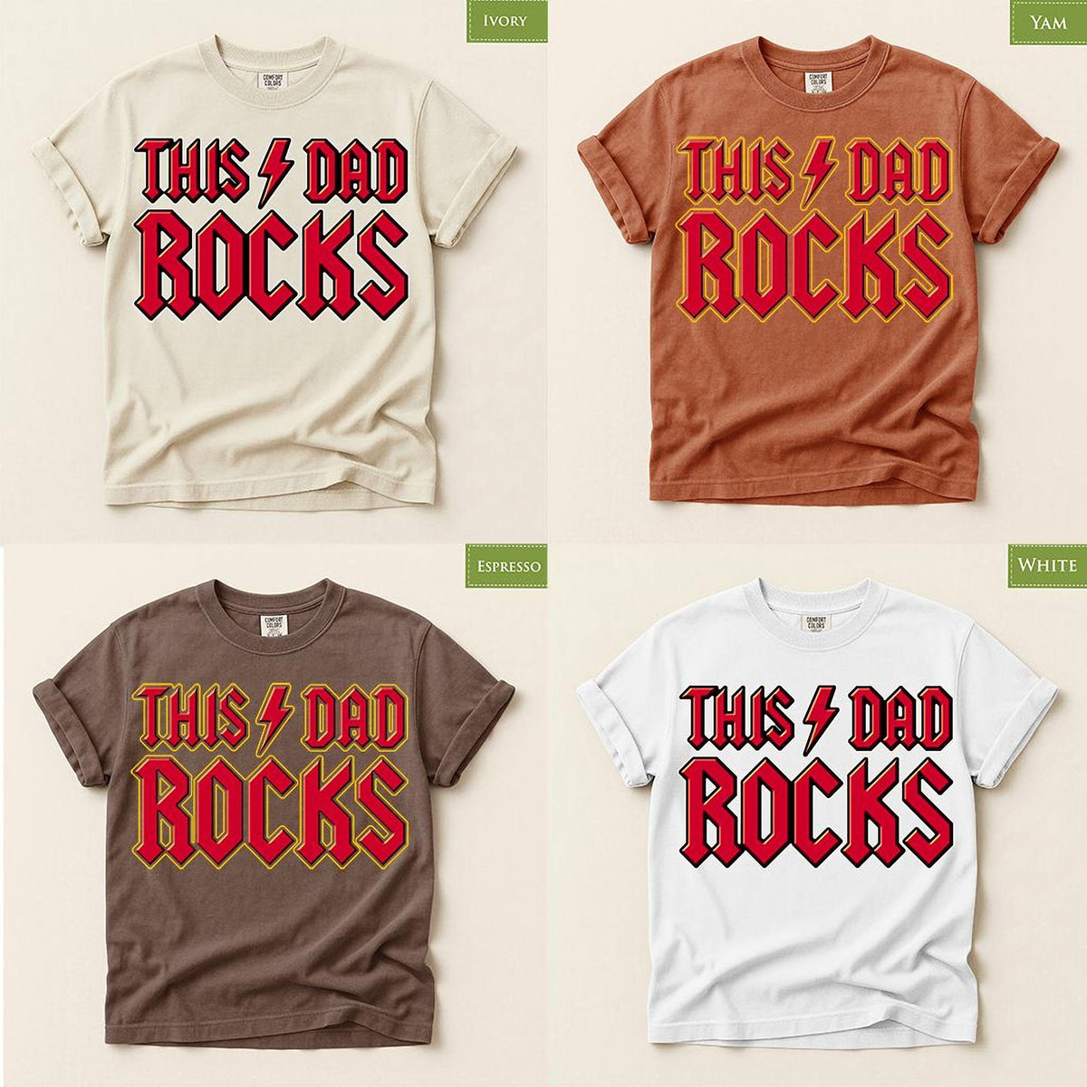 Dad Rocks T-Shirt: Funny Rock Music Comfort Colors® Tee for Fathers