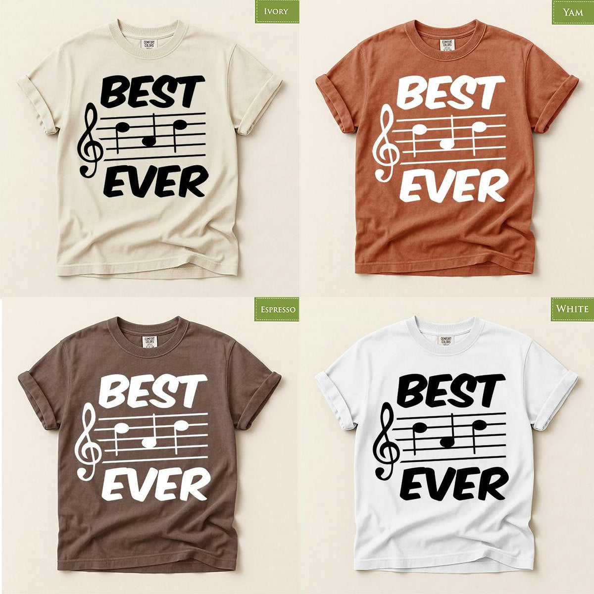 Mens Best Dad Ever Music Shirt, Comfort Colors® Musician Father Gift, Funny Papa Tee