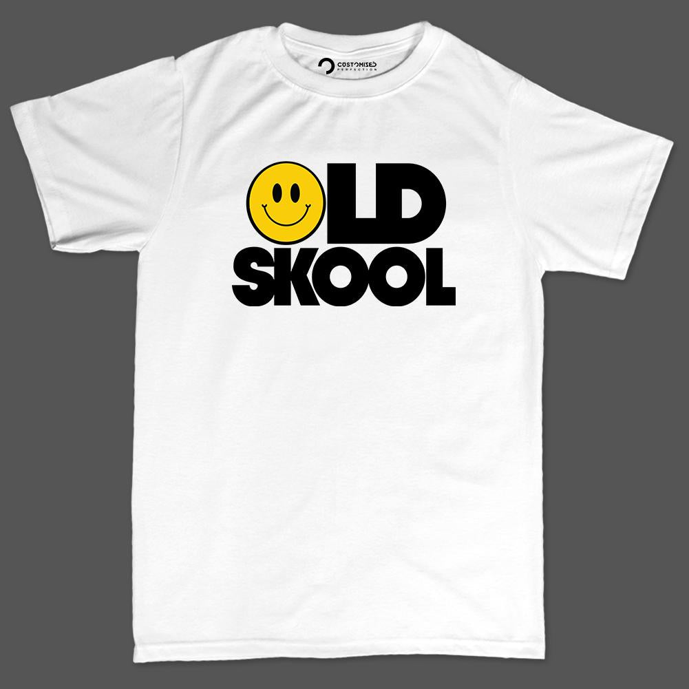 Old Skool T-shirt, Vintage Style Retro Tee, Funny Smiley Face Top