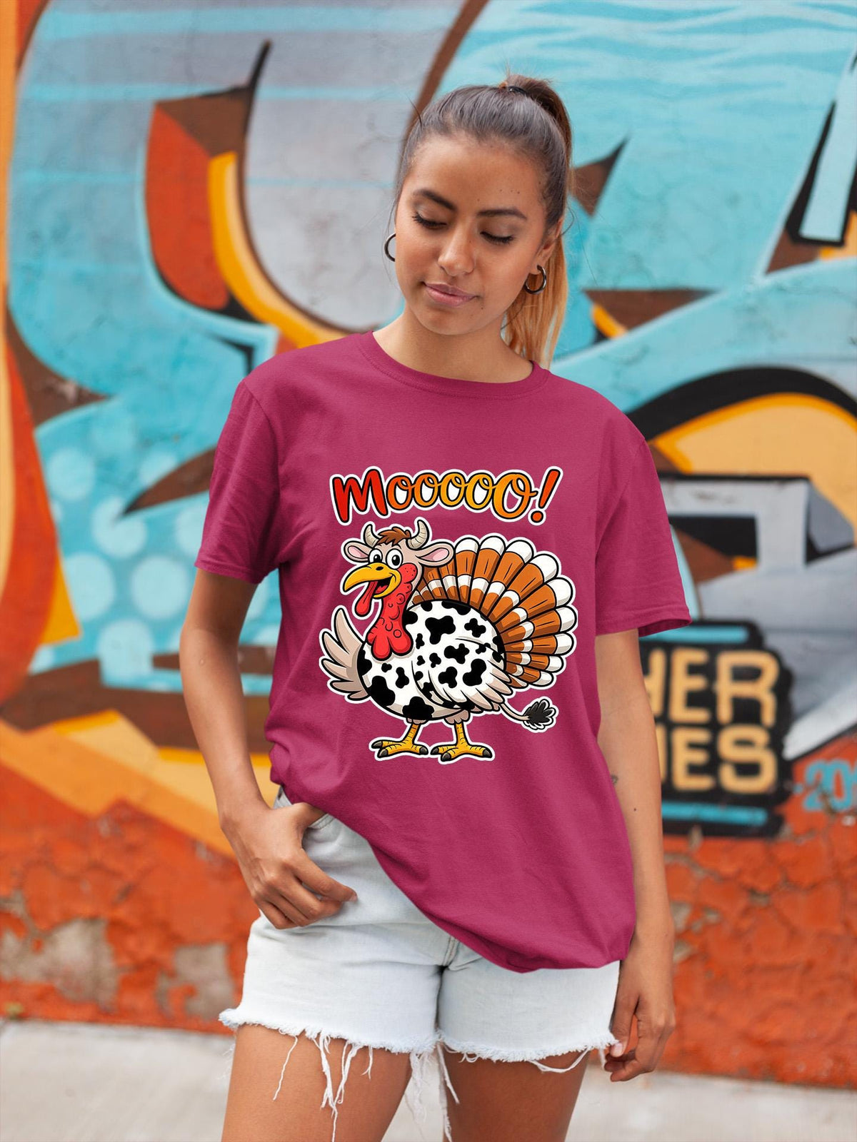 Comfort Colors® Thanksgiving Turkey Shirt, Funny Moo Turkey Tee, Fall Holiday Graphic Gift