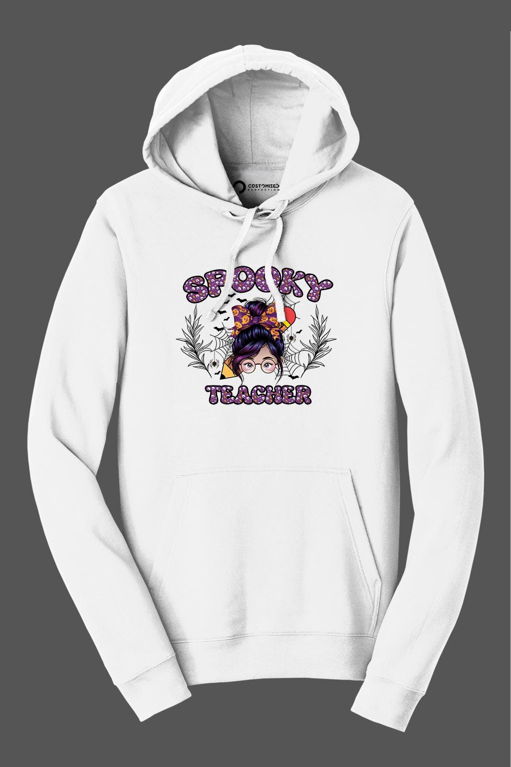 Spooky Teacher Shirt | Messy Bun Halloween Hoodie | Cute Teacher Gift Idea