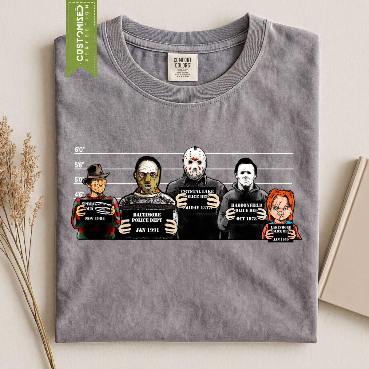 Comfort Colors® The Usual Horror Suspects Halloween T-shirt, Funny Slasher Movie Tee, Fall Autumn Tshirt