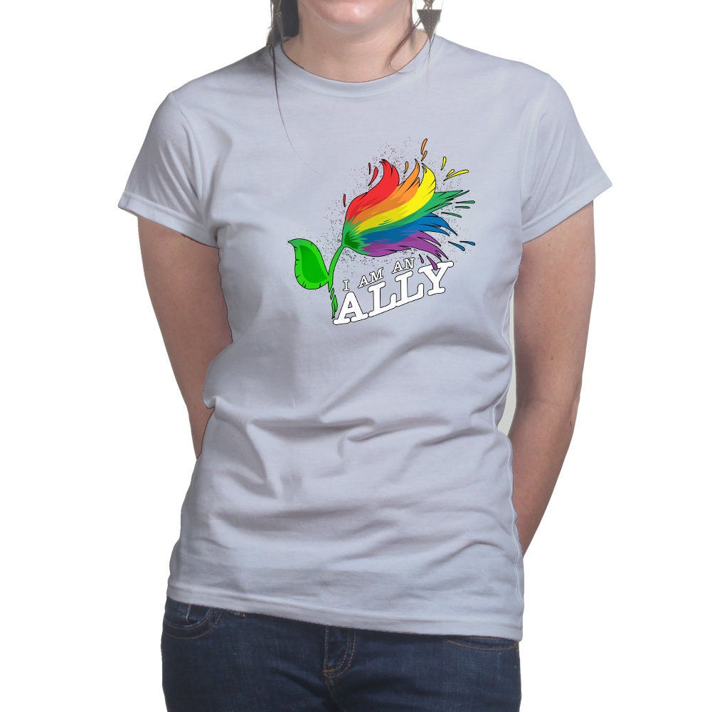 Ladies I Am An Ally Pride Gay Lesbian Bisexual LGBT Diversity T shirt Tee Top T-shirt