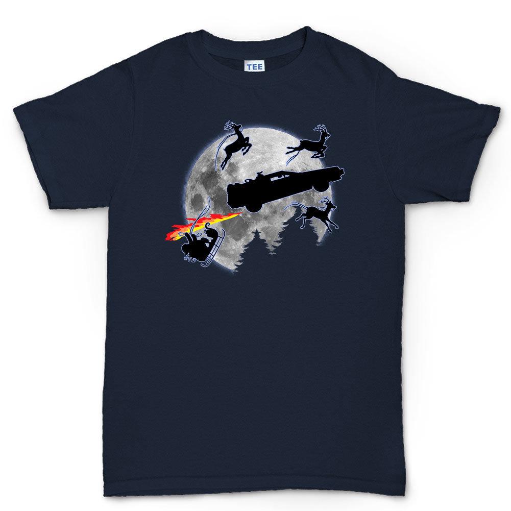 Time Traveling Car Christmas Shirt, Funny Santa Sleigh Crash Tee, Retro 80s Sci-Fi T-shirt, Time Machine Reindeer Chaos Gift Idea