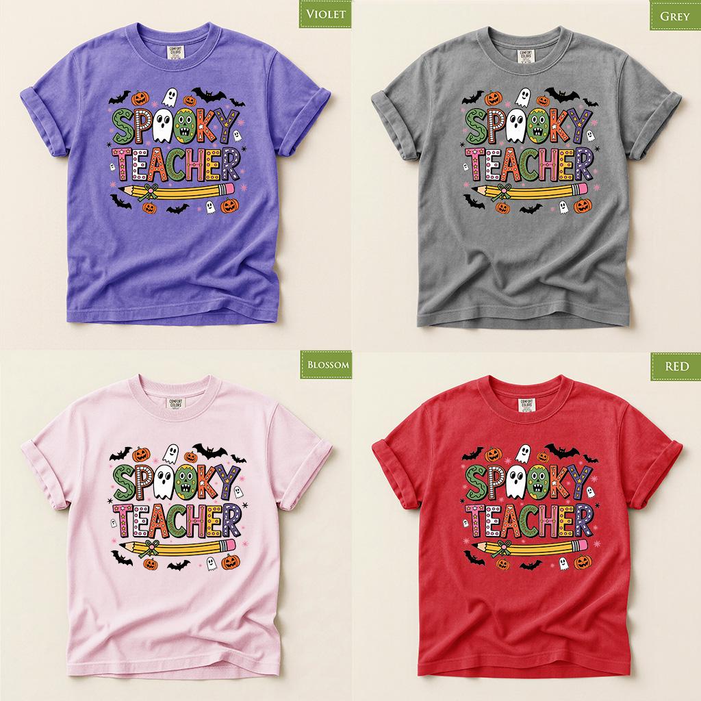 Comfort Colors® Spooky Teacher Shirt, Cute Halloween Teacher Tee, Ghost Pumpkin Fall Educator, Back to School top
