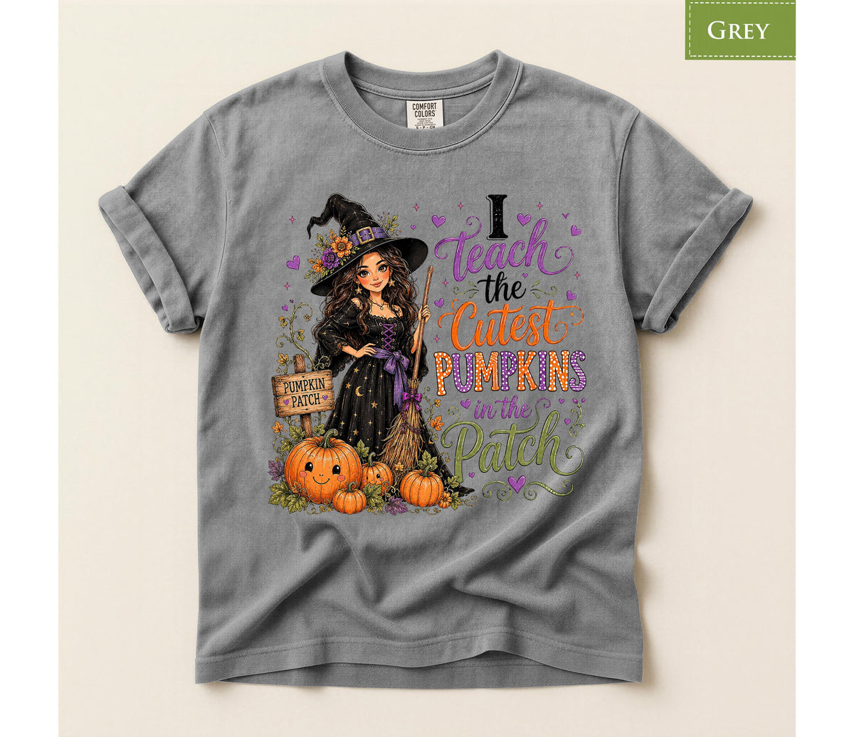 Comfort Colors® Halloween Teacher Shirt, Cute Pumpkin Patch Tee, Witch Fall Classroom Gift