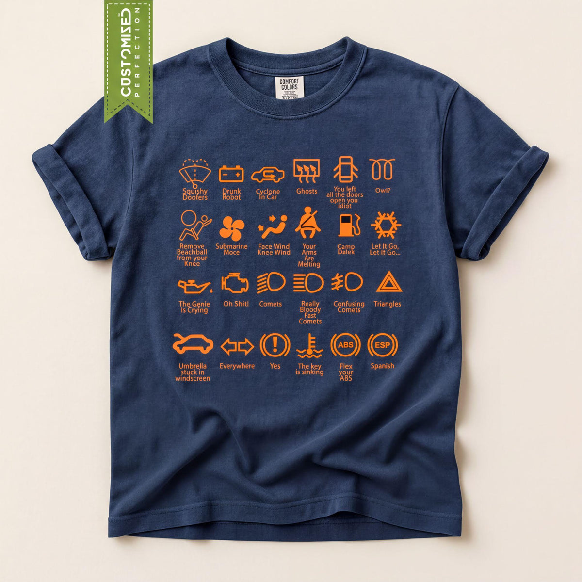 Comfort Colors® Dashboard Warning Lights T-Shirt: Sarcastic Car Mechanic Humor Tee
