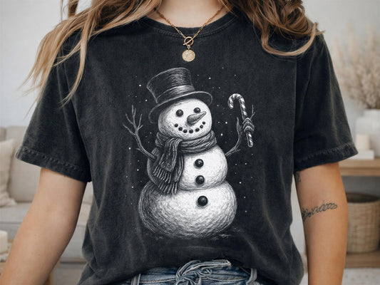 Comfort Colors® Snowman Christmas Shirt, Vintage Snowman Holiday Tee, Winter Christmas Gift, Festive Snowy Shirt