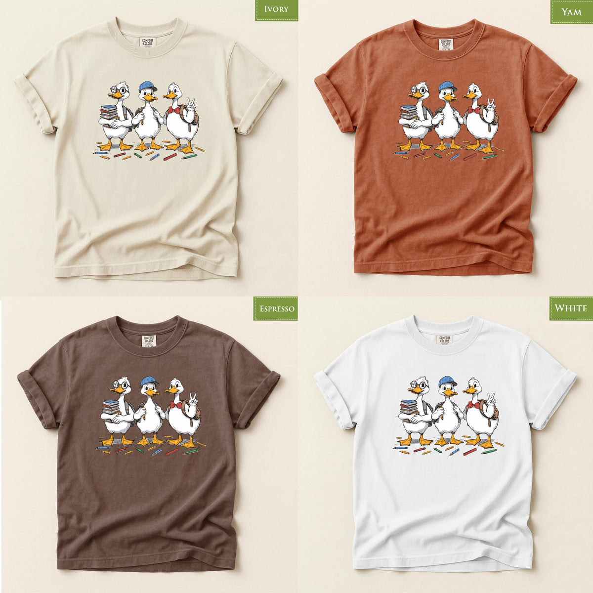 Comfort Colors® Little Duck Goose Back to School Shirt, Cute Geese Teacher Student Tee, BTS First Day Graphic Tee