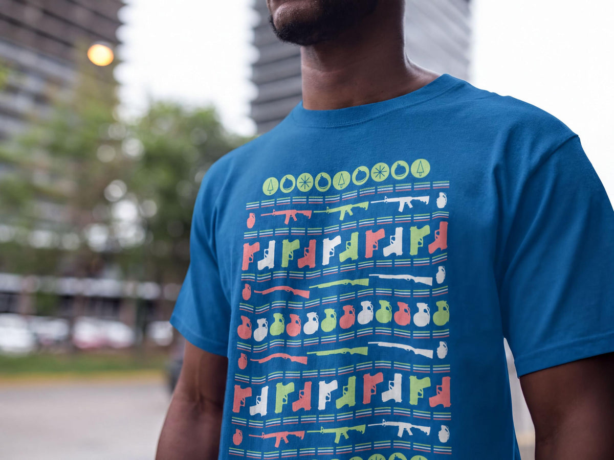 Comfort Colors® Christmas Gun Shirt, Firearm Holiday Tee, Retro Christmas Sweater Graphic, Funny Hunting Gift