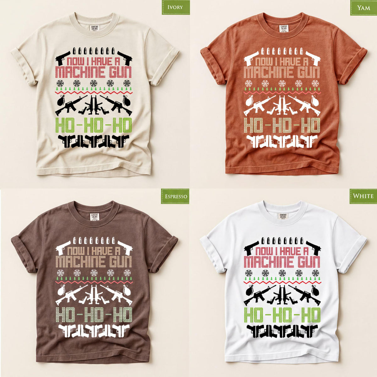 Comfort Colors® Machine Gun Christmas Shirt, Funny Gun Holiday Tee, Christmas Sweater Graphic, Hunting Gift