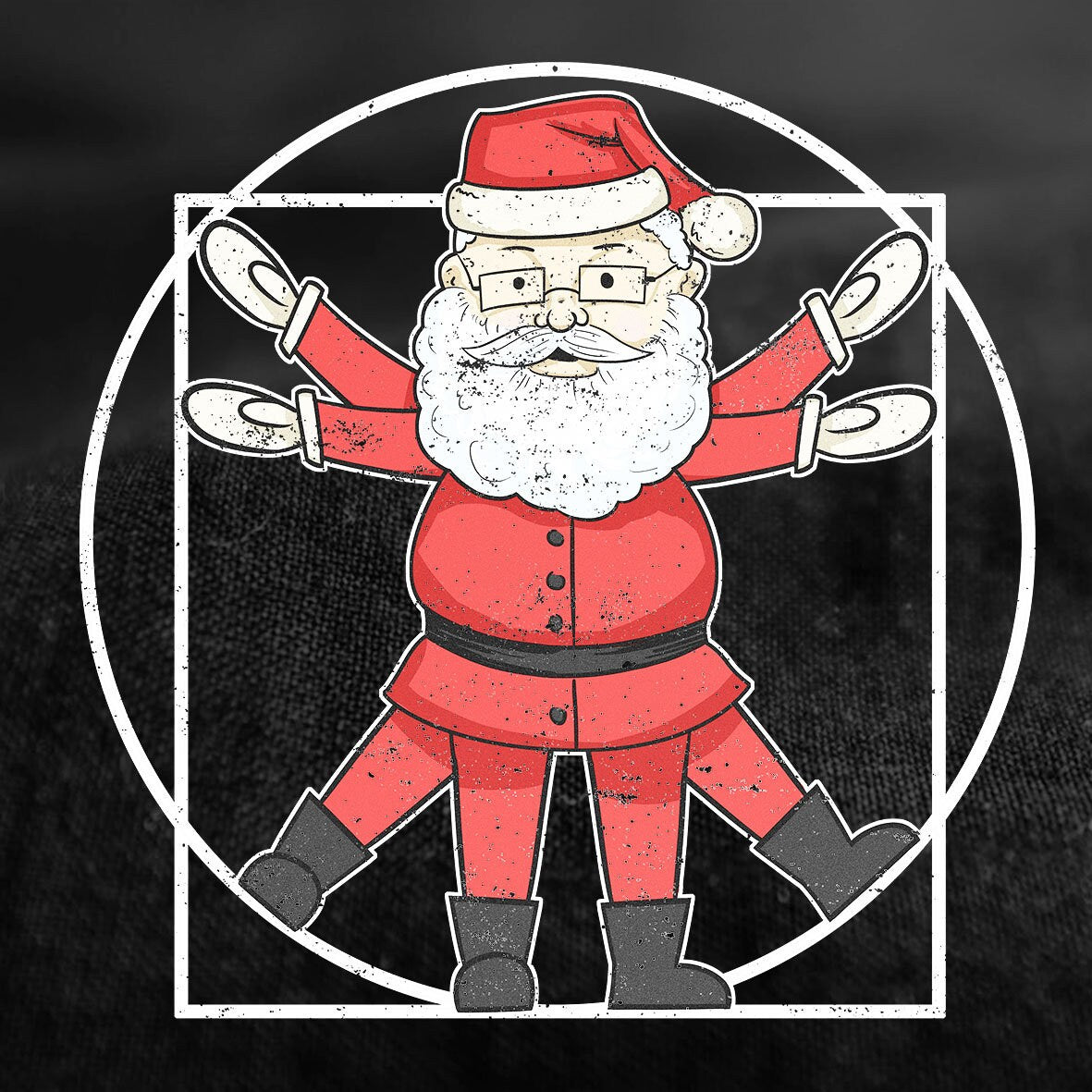 Vitruvian Man Christmas T shirt, Funny Christmas Crew Shirt, Funny Holiday Shirt, Funny Santa Claus Xmas Shirt, Vitruvian Santa Mens Shirt