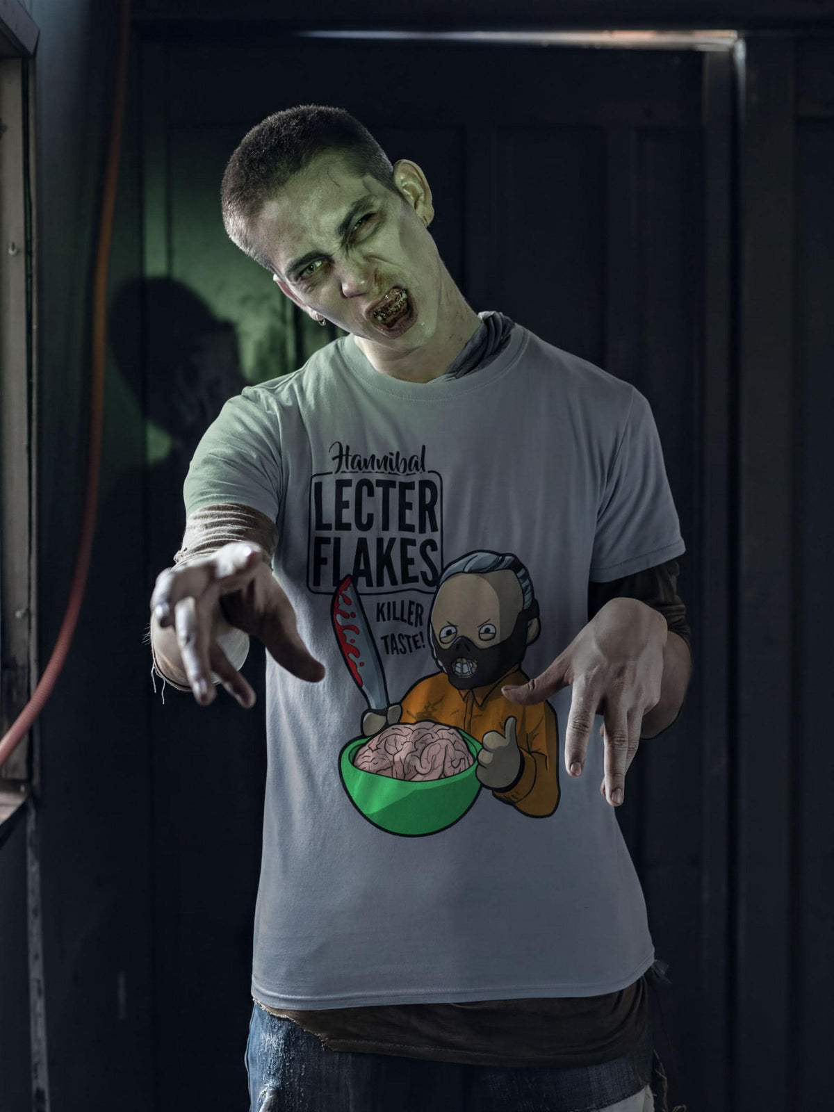 Comfort Colors® Hannibal Flakes T-Shirt, Halloween Funny Horror Parody Tee, Killer Scary Graphic Top