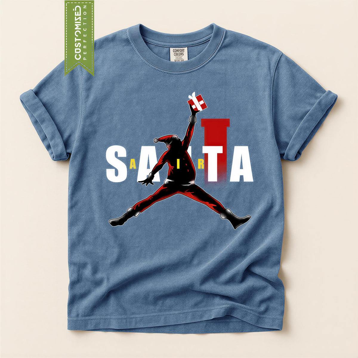 Air Santa Christmas Gift T-shirt, Black Santa, Basketball Christmas Shirt, Black Santa Shirt, Matching Christmas Shirt for Families