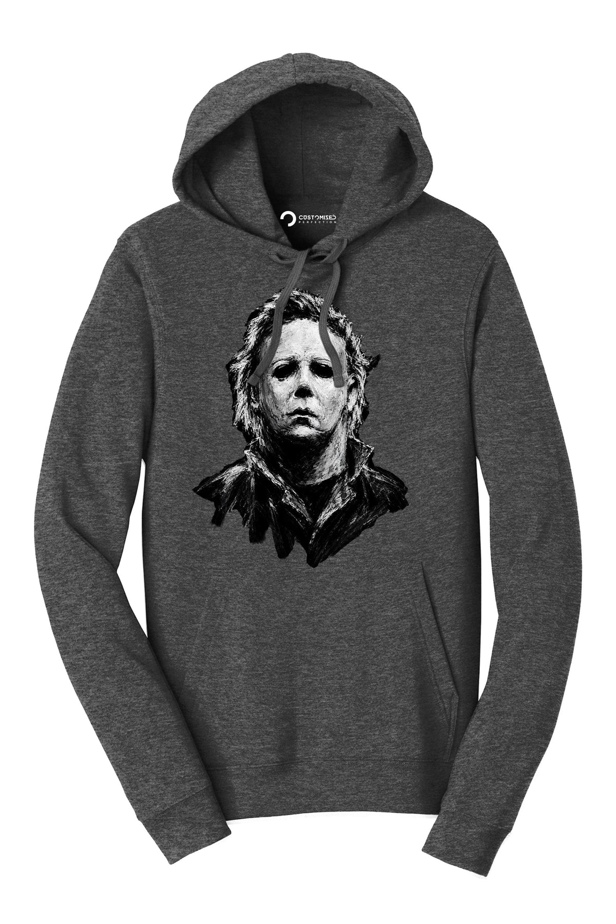 Masked Slasher Portrait Shirt, Dark Horror Mask T-Shirt, Chalk Art Horror Hoodie, Black and White Horror Sweatshirt, Halloween Tee Gift