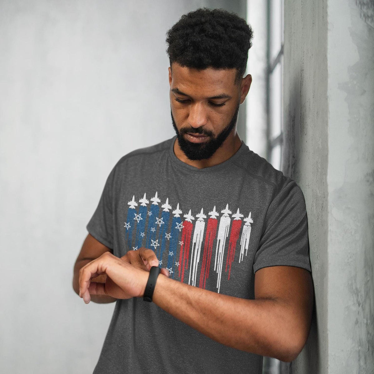 Comfort Colors® Patriotic Fighter Jet Shirt, Air Force Flyover Graphic Tee, 4th of July Celebration Top
