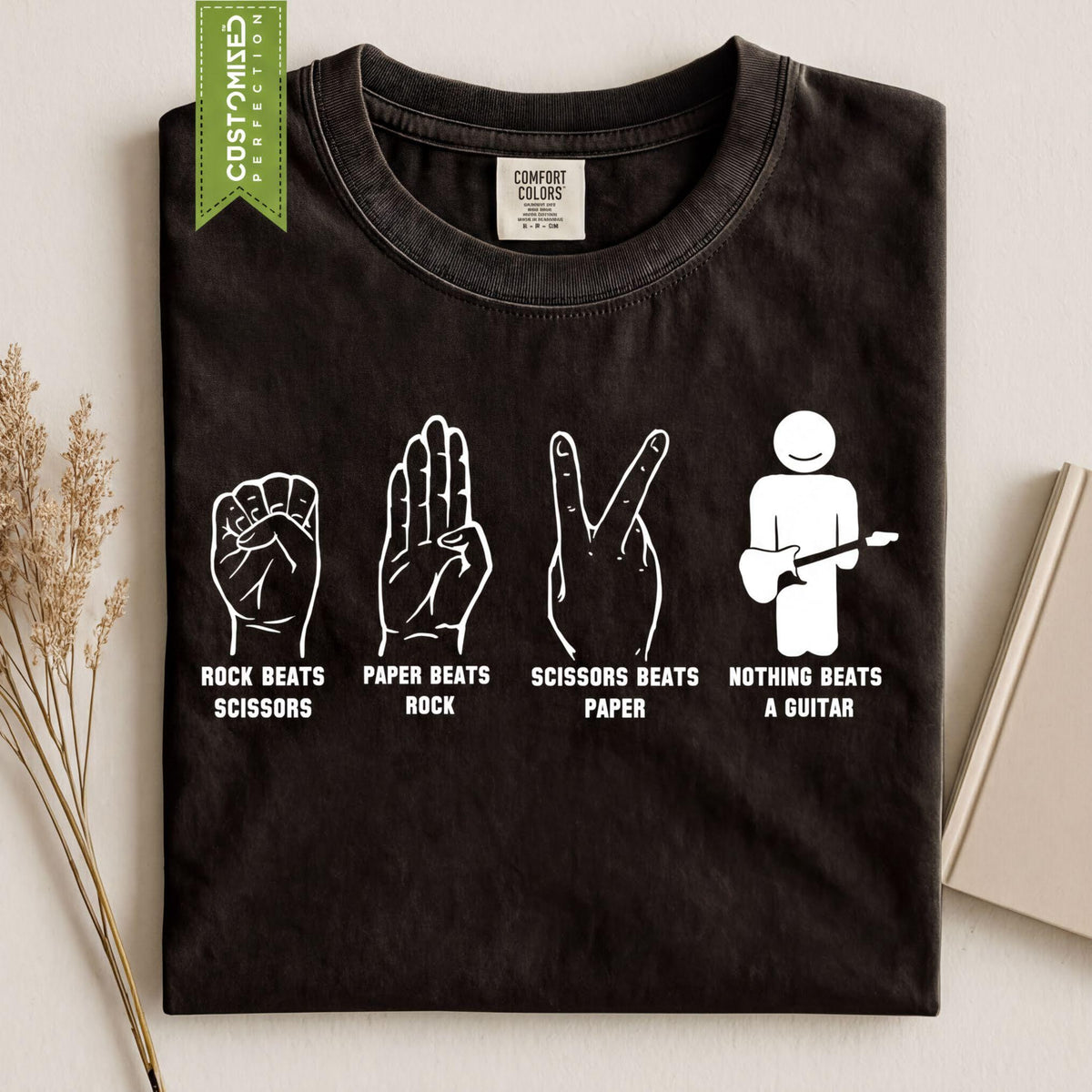 Comfort Colors® Rock Paper Scissors Guitar Shirt, Guitarist Gift Tshirt, Sting Music Lover Tee