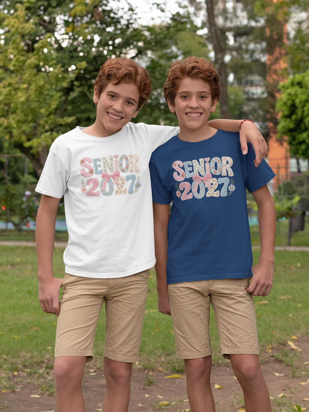 Comfort Colors® Senior 2027 Shirt, Coquette Patchwork Graduation Tee, Class of 2027 Bow Gift