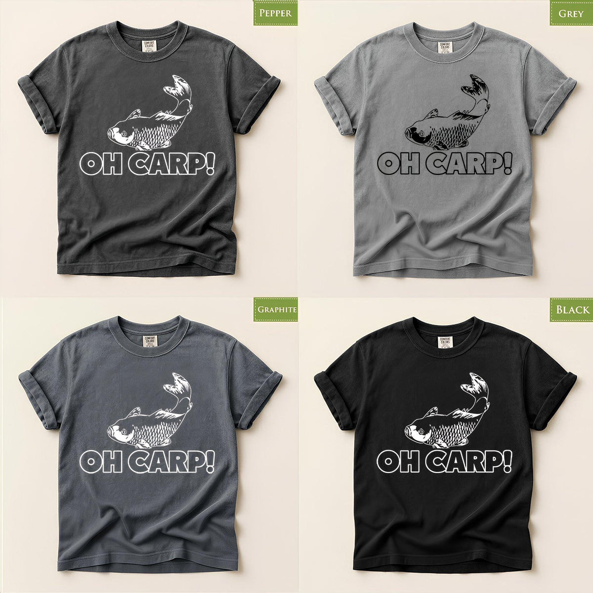 Funny Fishing Shirt for Anglers, Comfort Colors® Fisherman Gift, Oh Crap Carp Reel Bait Tee