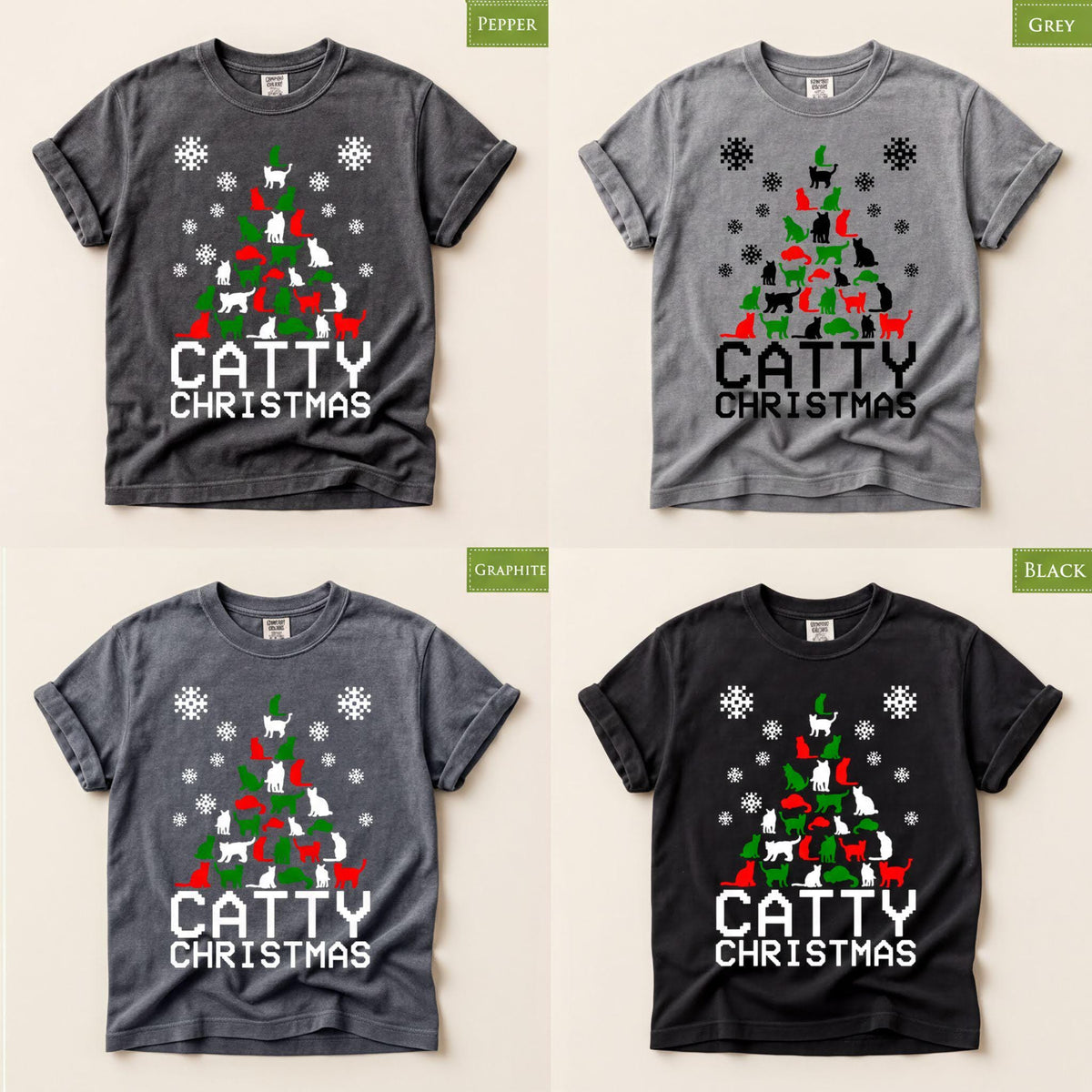 Comfort Colors® Catty Christmas Shirt, Funny Cat Holiday Tee, Cute Christmas Graphic, Cat Lover Gift