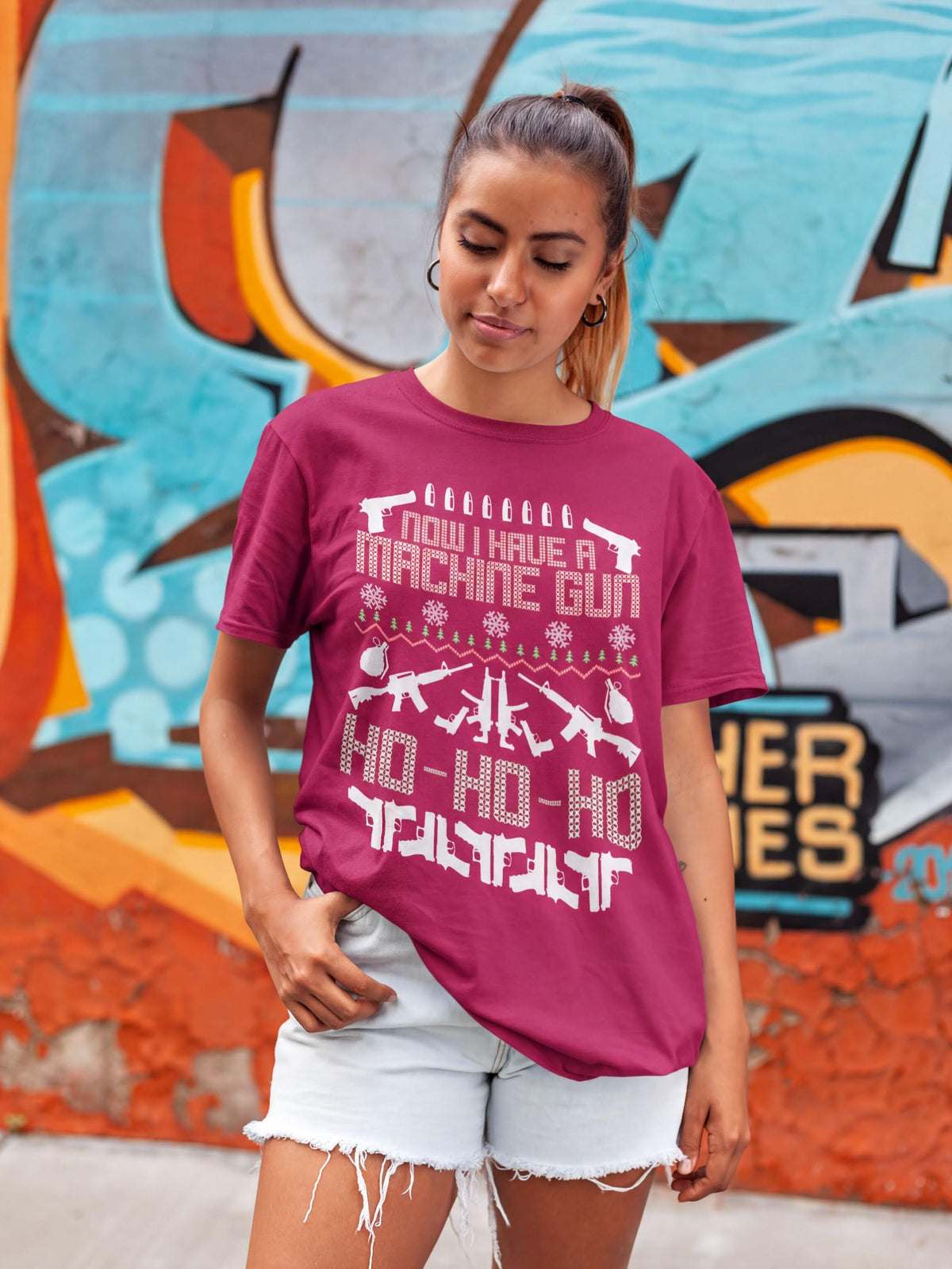 Comfort Colors® Machine Gun Christmas Shirt, Funny Gun Holiday Tee, Christmas Sweater Graphic, Hunting Gift