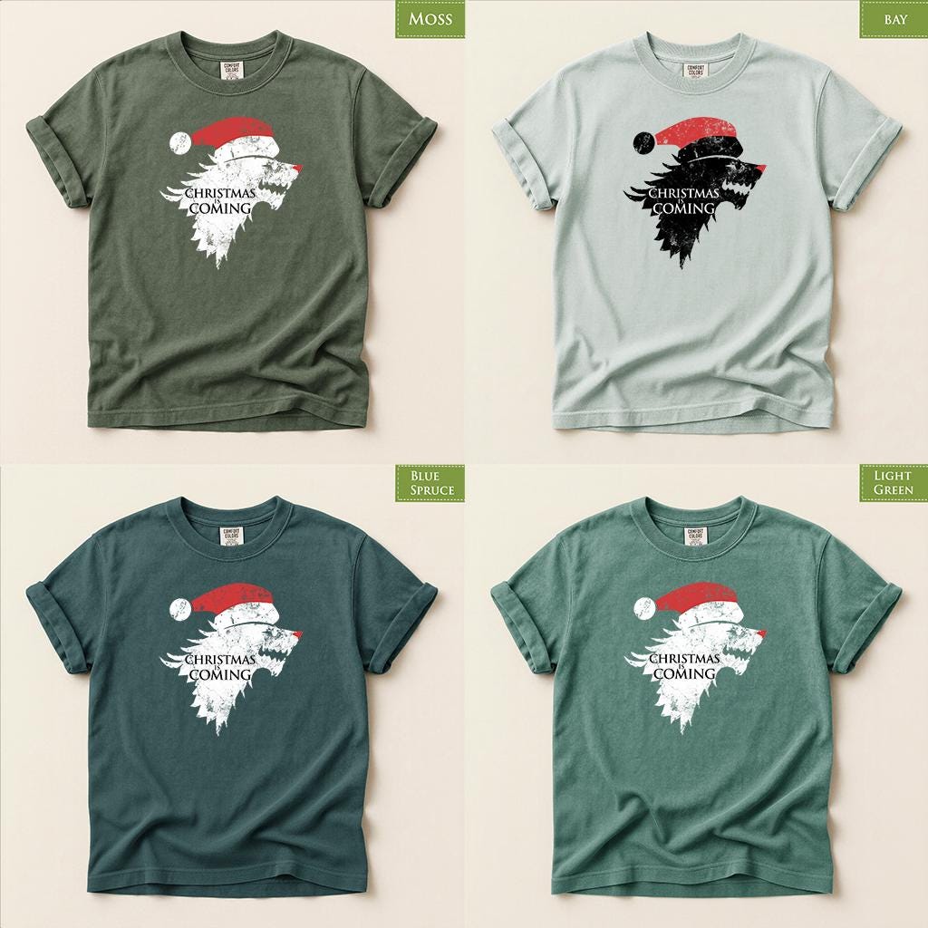 Comfort Colors® Christmas Is Coming Shirt, Santa Wolf Holiday Tee, Winter Graphic, Funny Christmas Gift