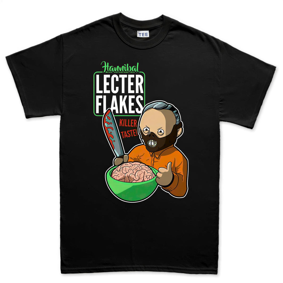 Masked Inmate Cereal Parody Shirt, Funny Psycho Thriller T-Shirt, Killer Breakfast Hoodie, Horror Comedy Cereal Sweatshirt