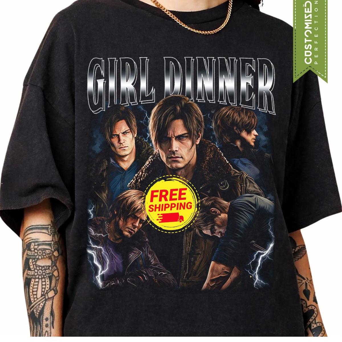 Girl Dinner Leon Kennedy Comfort Colors® T-Shirt, Requiem RE9 Gamer Gift, Resident Evil Tee