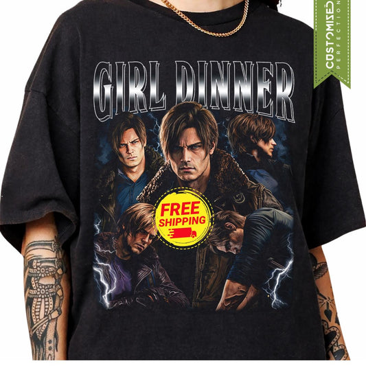 Girl Dinner Leon Kennedy Comfort Colors® T-Shirt, Requiem RE9 Gamer Gift, Resident Evil Tee